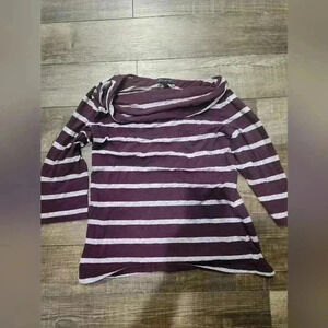 Banana Republic womens top Size Large 3/4 sleeve shirt Red Grey Striped